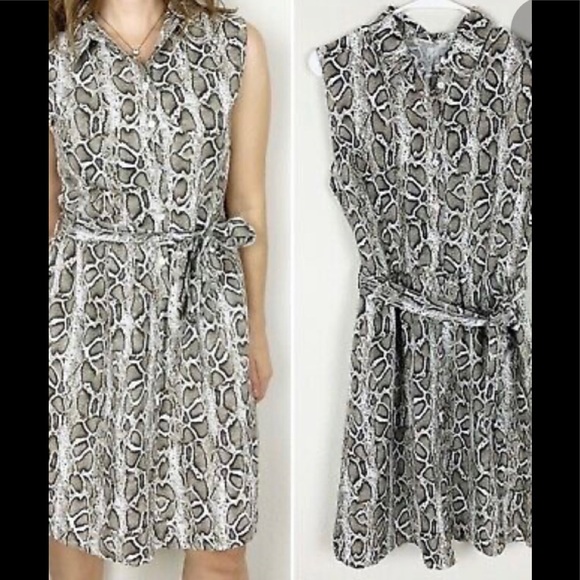 Laura Bianchi Dresses | Laura Bianchi Snakeskin Linen Dress | Color: Silver | Size: S | Coteal's Closet